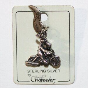 Vintage Sterling Silver Yellowstone Park Moose on Motorcycle Charm